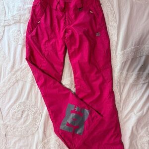 DC Women's Pink Snow Pants with Gray Logo